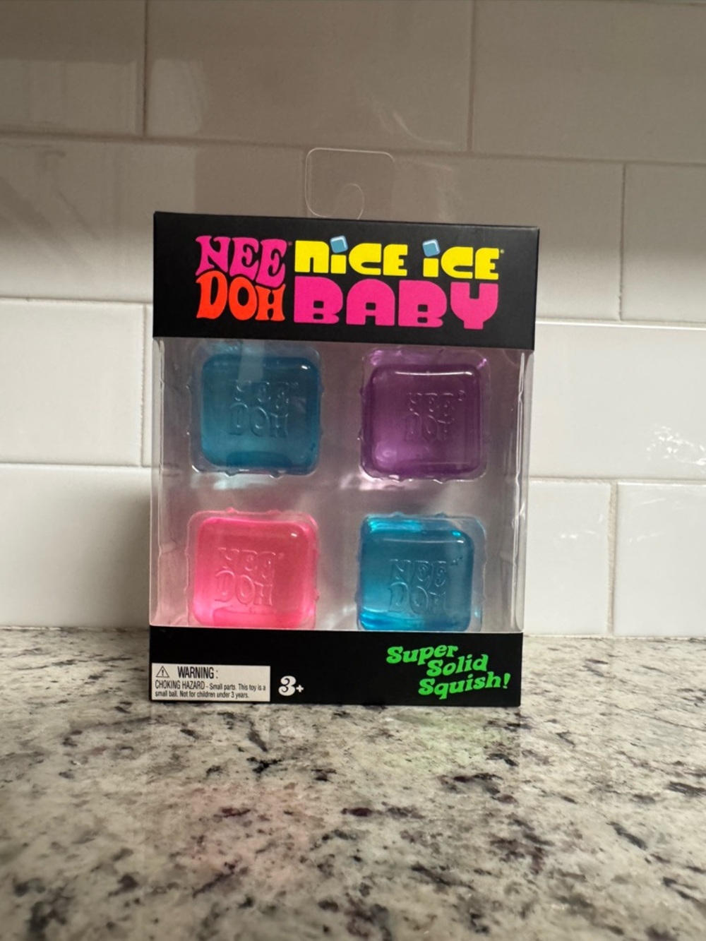 Nee Doh Nice Ice Baby Super Solid Squish - Pink, Blue, Purple